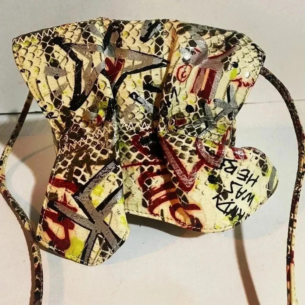 Carlos Falchi Small Graffiti Tatto Python Print C… - image 1